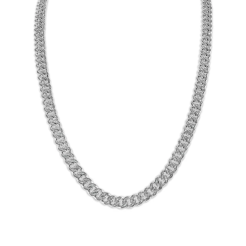 Luxe Layers 1/2 CTW Diamond Cuban Link 24-inch Chain in Rhodium Plated Sterling Silver