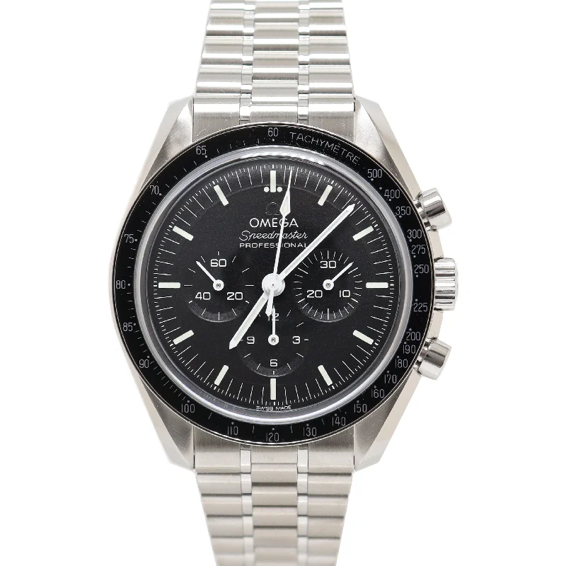 Omega Mens Speedmaster Stainless Steel 42mm Black Chronograph Dial Watch Reference# 310.30.42.50.01.002