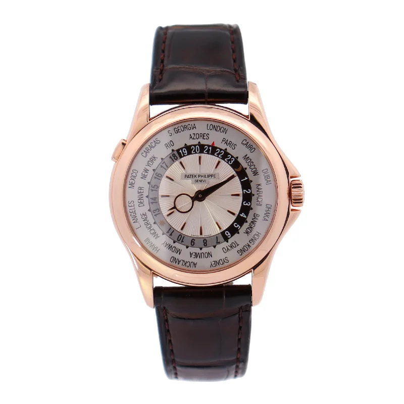 Patek Philippe World Time Rose Gold 38mm White World Timer Dial Watch Reference# 5130R