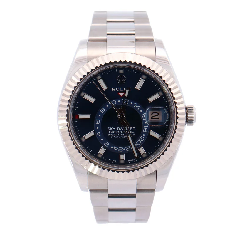 Rolex Sky-Dweller Stainless Steel 42mm Blue Stick Dial Watch Reference# 326934