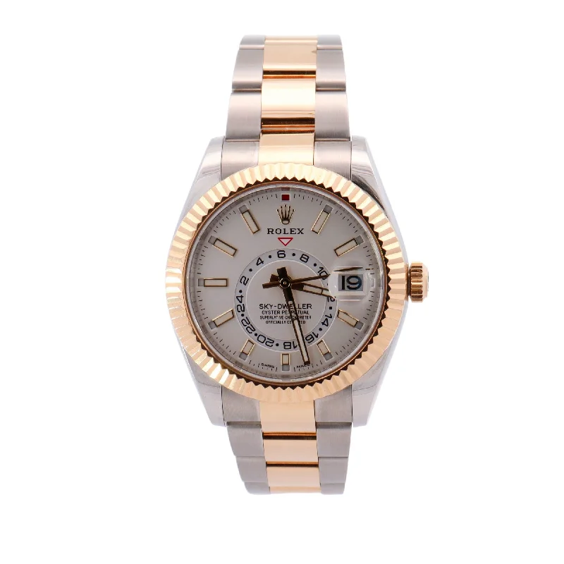 Rolex Sky-Dweller Two Tone Yellow Gold & Stainless Steel White Stick Dial Watch Reference# 326933