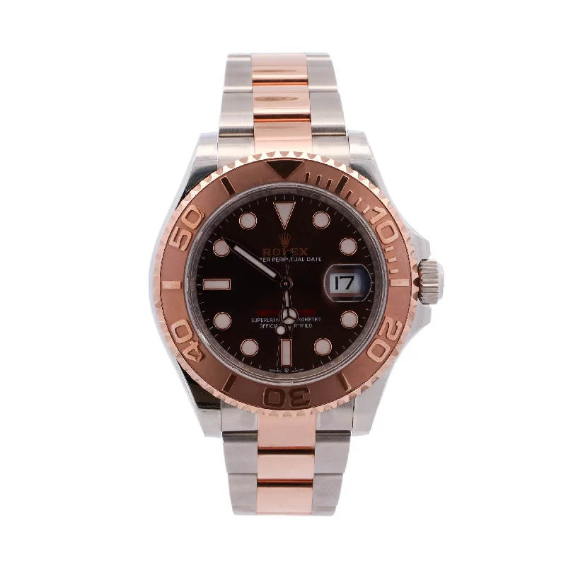 Rolex Yacht Master Two Tone Stainless Steel & Rose Gold 40mm Chocolate Dot Dial Watch Reference# 126621