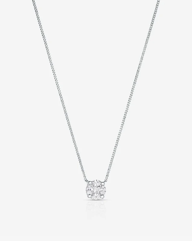 Round Illusion Diamond Pendant Necklace