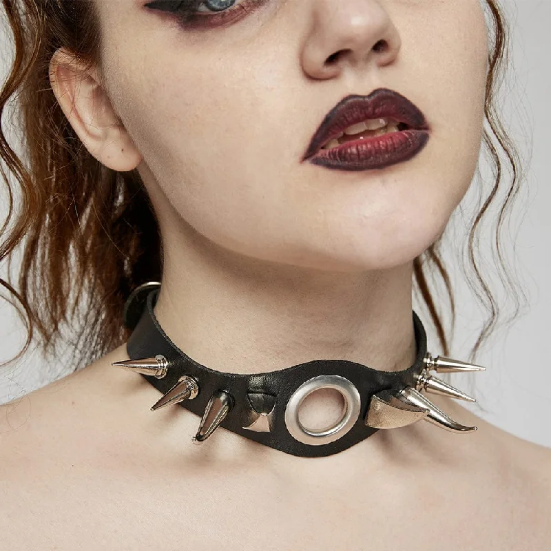 Women's Punk Rivets Faux Leather Choker