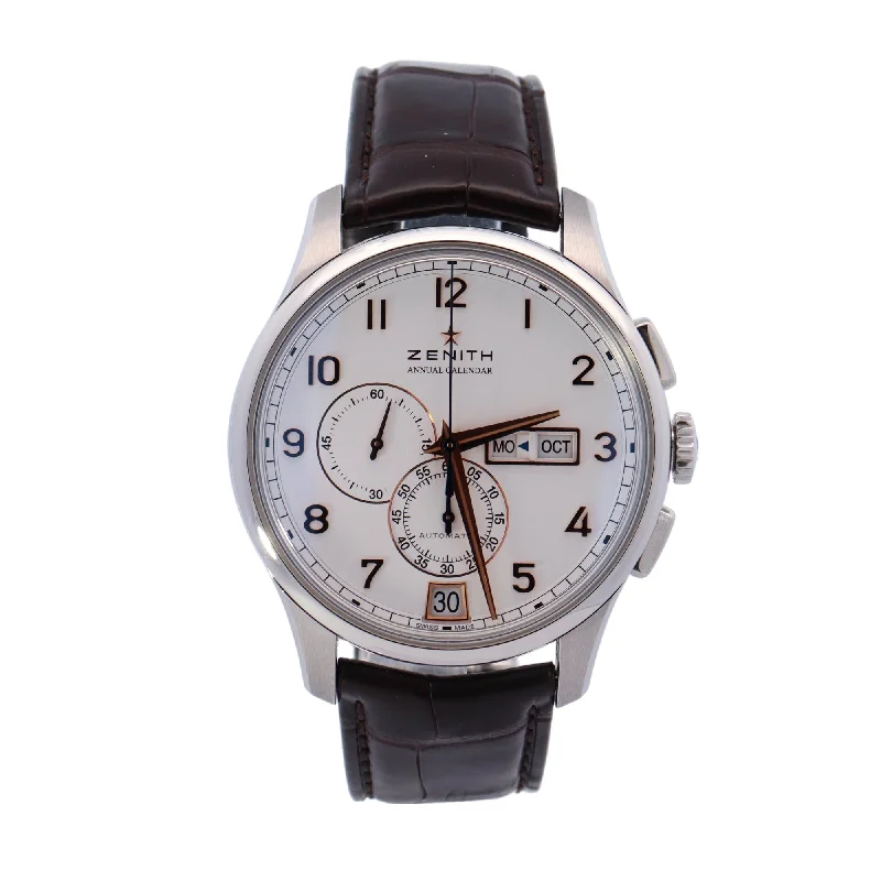 Zenith Captain Winsor Stainless Steel 42mm White Annual Calendar Watch Reference# 03.2072.4054