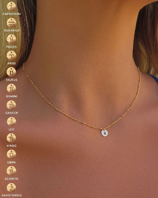 Zodiac Curb Chain Necklace  - 14k Yellow Gold Fill