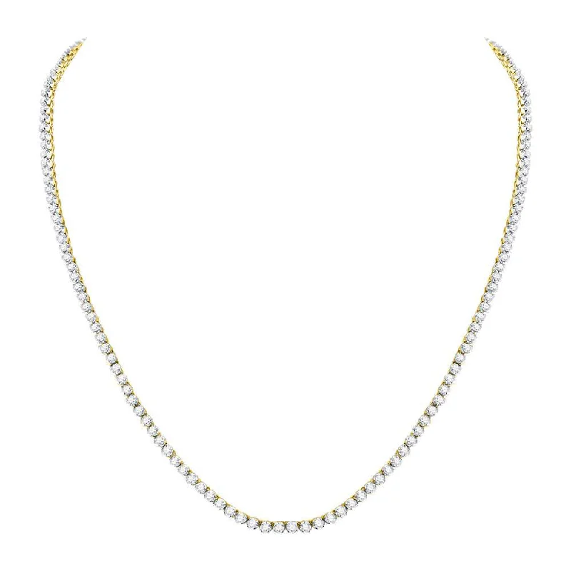 10kt Yellow Gold Mens Round Diamond Studded 22" Tennis Chain Necklace 10-1/2 Cttw