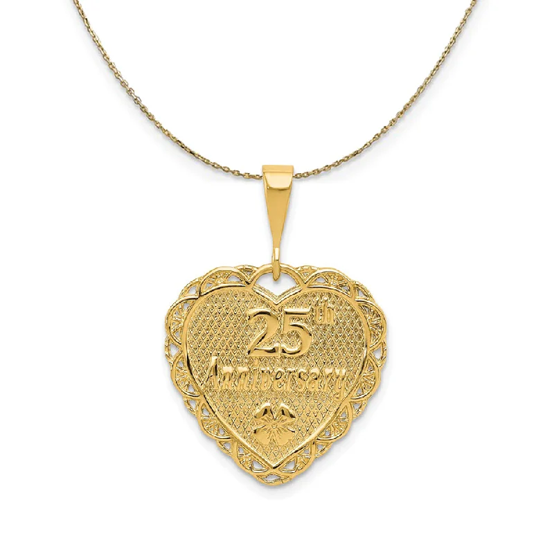 14k Yellow Gold 25th Anniversary Scalloped Heart Necklace