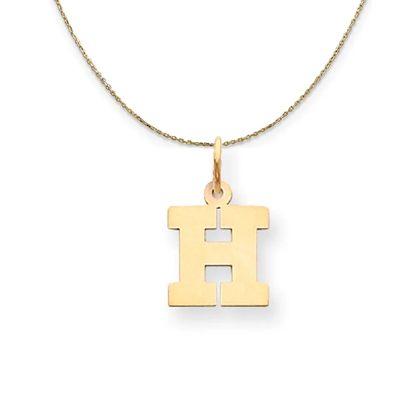 14k Yellow Gold, Amanda, Sm Block Initial H Necklace