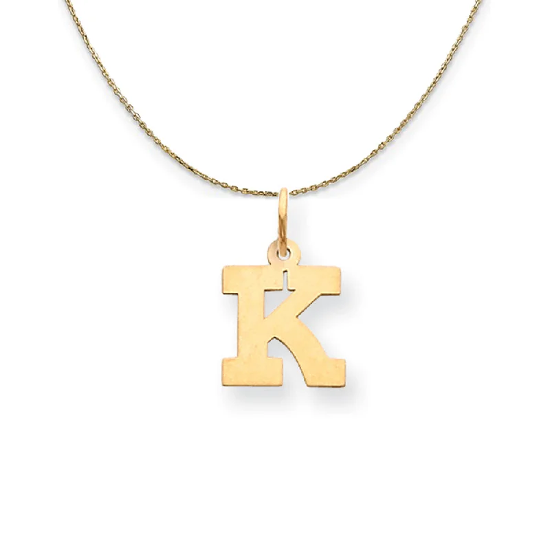 14k Yellow Gold, Amanda, Sm Block Initial K Necklace