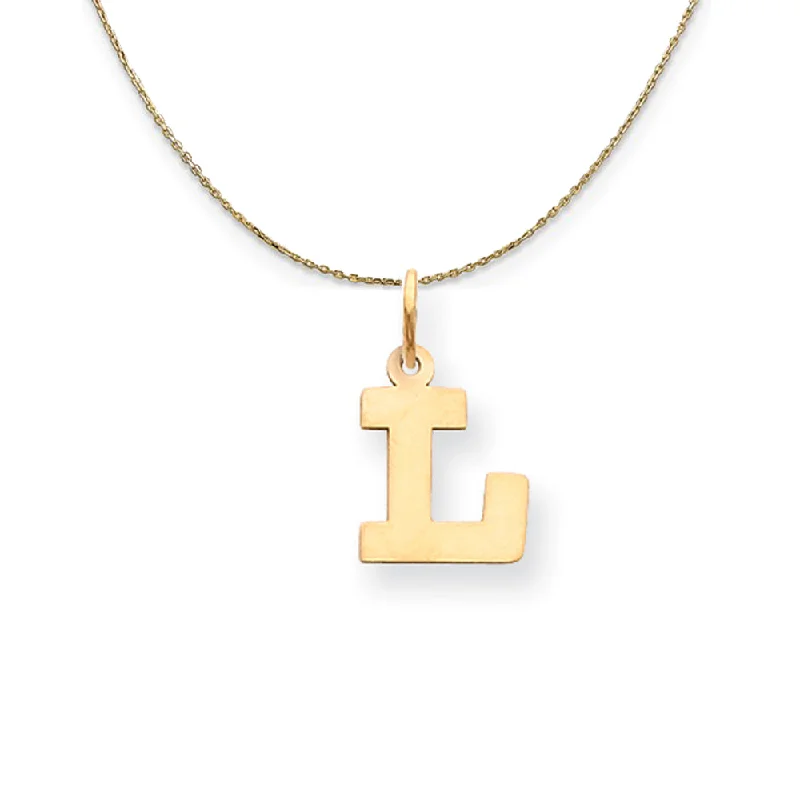 14k Yellow Gold, Amanda, Sm Block Initial L Necklace