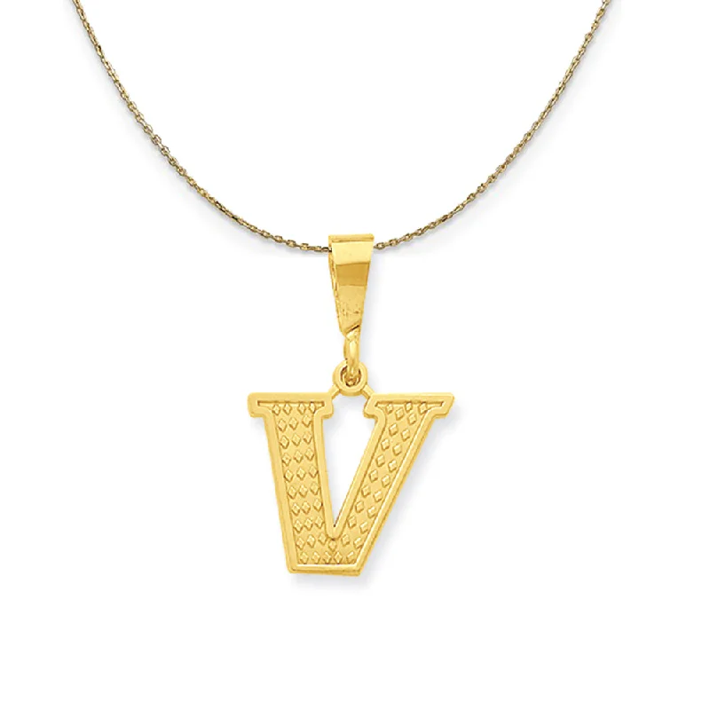 14k Yellow Gold, Ashley, Initial V Necklace