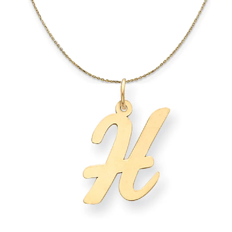 14k Yellow Gold Madison LG Classic Script Initial H Necklace