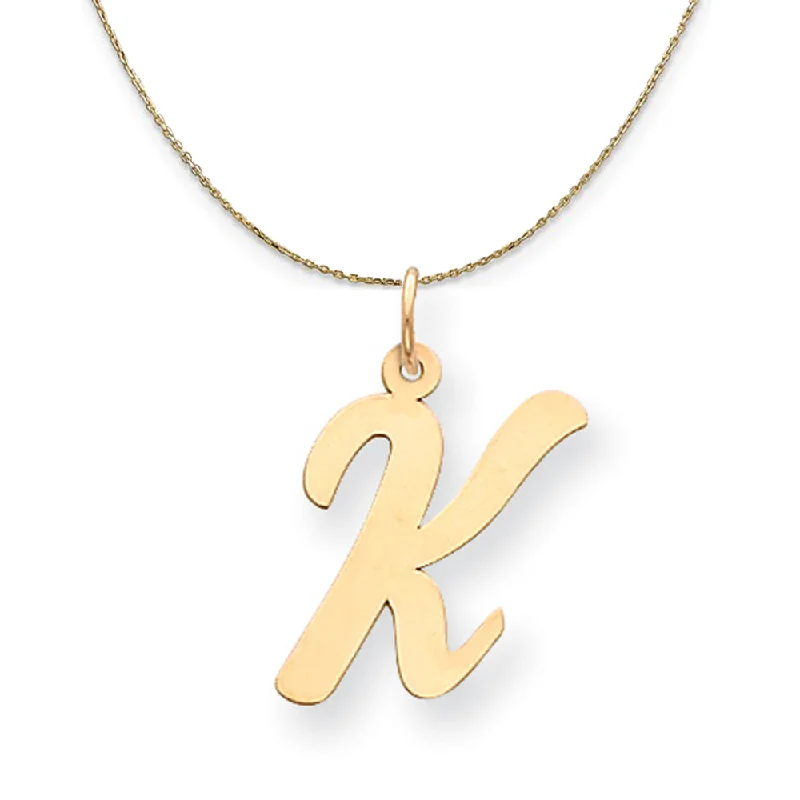 14k Yellow Gold Madison LG Classic Script Initial K Necklace