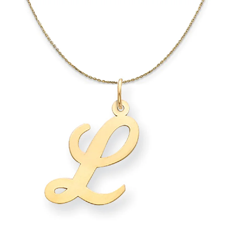 14k Yellow Gold Madison LG Classic Script Initial L Necklace