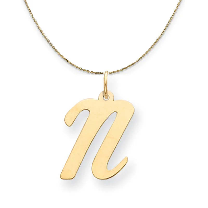 14k Yellow Gold Madison LG Classic Script Initial N Necklace