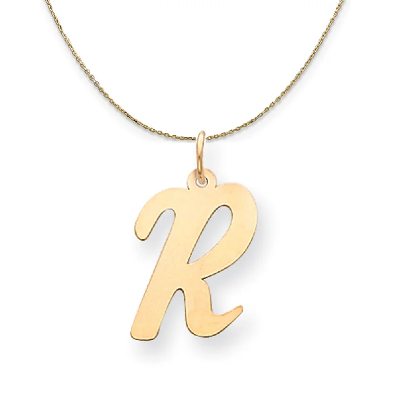 14k Yellow Gold Madison LG Classic Script Initial R Necklace