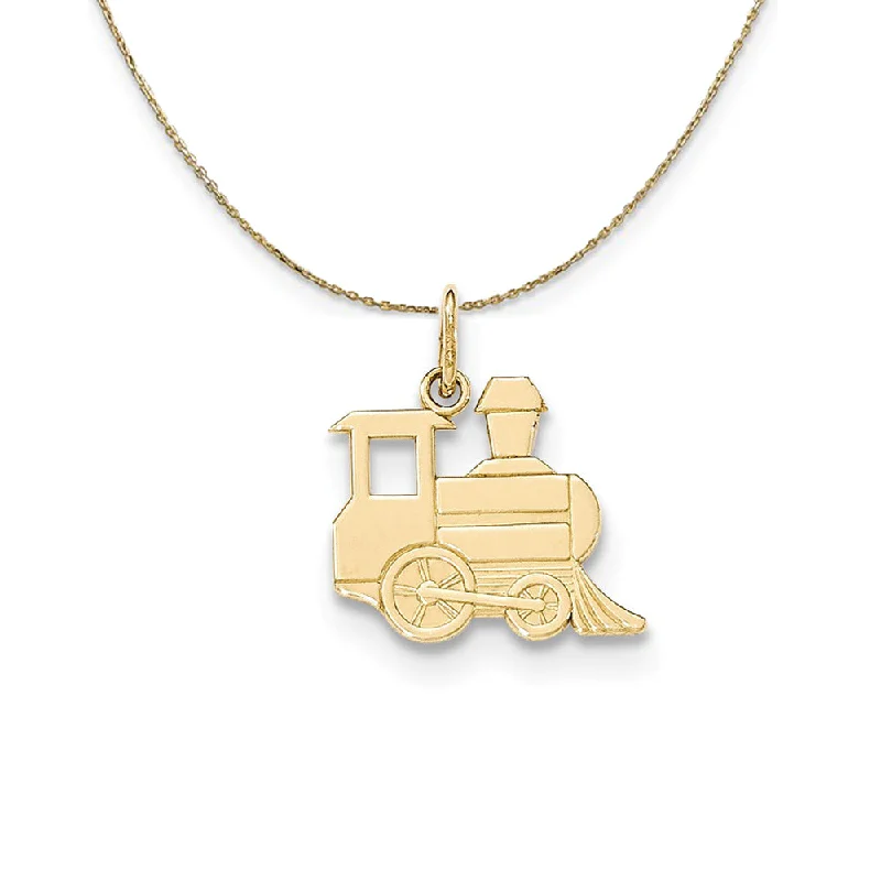 14k Yellow Gold Medium Flat Toy Train (18mm) Necklace