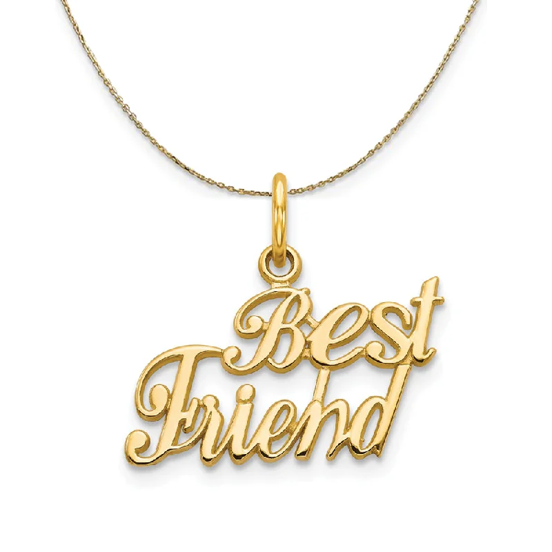 14k Yellow Gold Script Best Friend Necklace