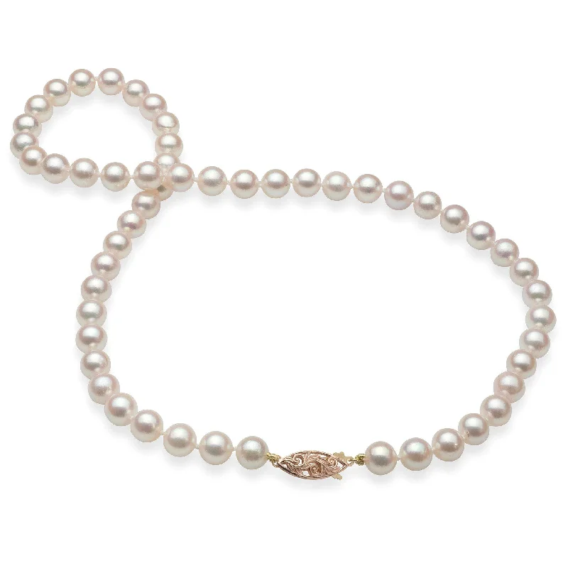 18-19" Akoya Pearl Strand with Two Tone Gold Clasp - 7-8mm