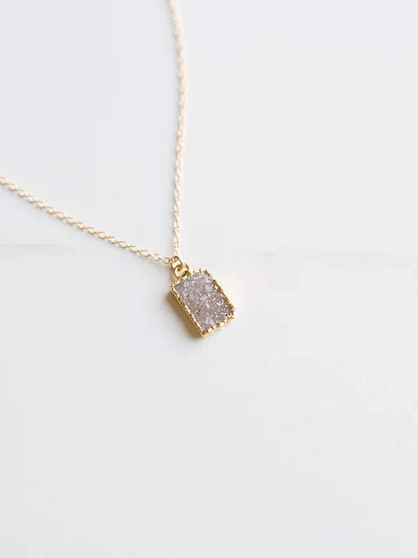 Mini Druzy Rectangle Necklace