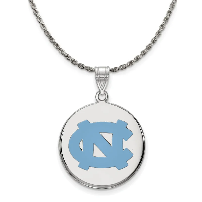 Sterling Silver North Carolina Large Enamel 'NC' Disc Necklace