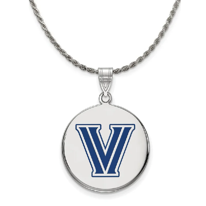 Sterling Silver Villanova U. Large Enamel Disc Necklace