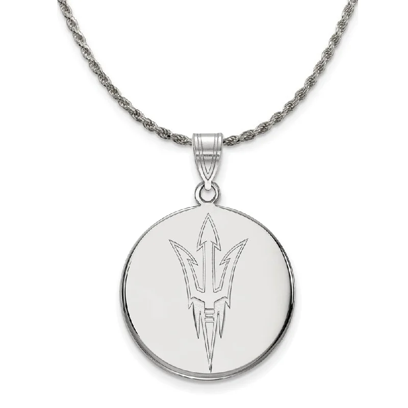 Sterling Silver Arizona State Large Logo Disc Necklace