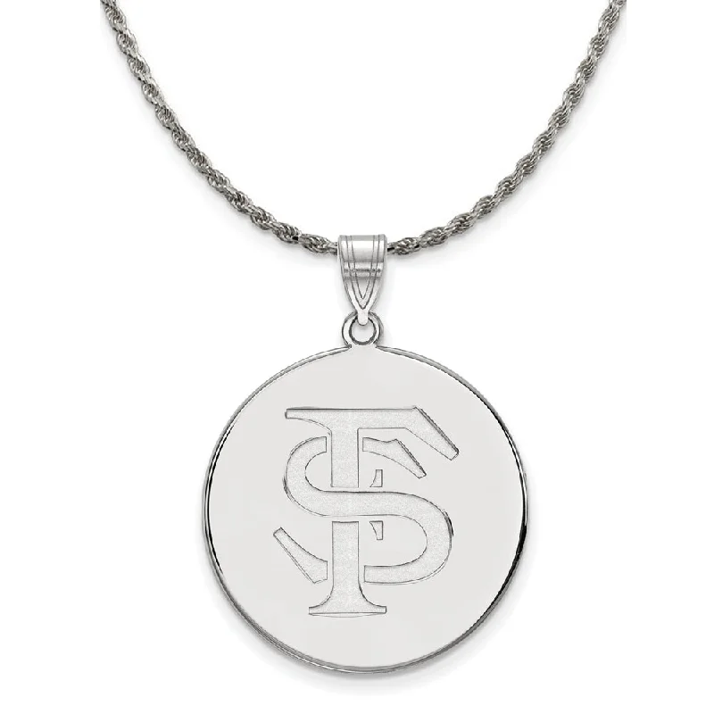 Sterling Silver Florida State XL Logo Disc Necklace