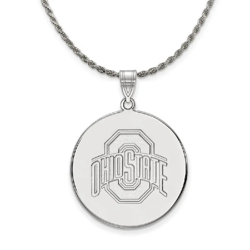 Sterling Silver Ohio State XL Logo Disc Necklace