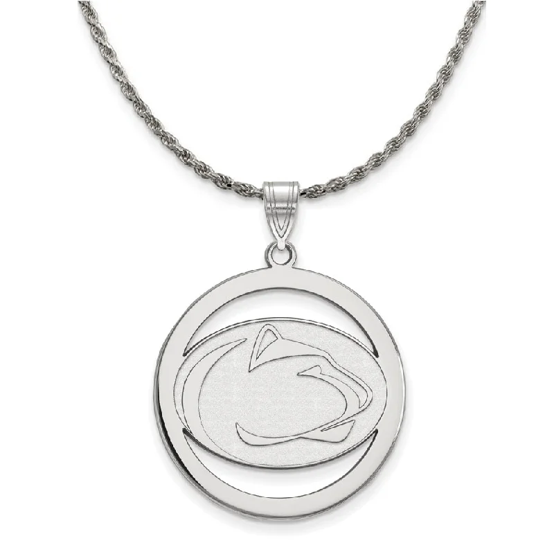 Sterling Silver Penn State XL Circle Pendant Necklace