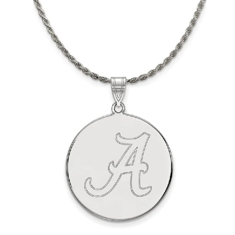 Sterling Silver U. of Alabama XL Initial A Disc Necklace