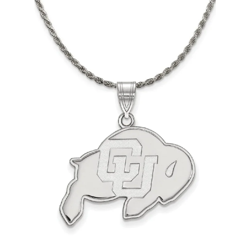 Sterling Silver U. of Colorado Lg Logo Pendant Necklace