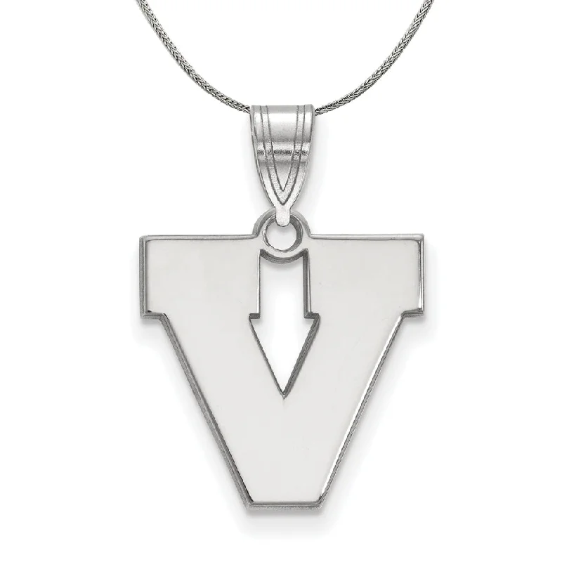 Sterling Silver U. of Virginia Medium Initial V Necklace