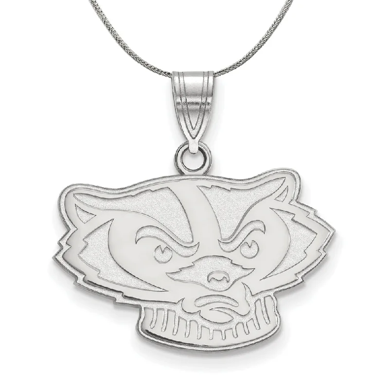 Sterling Silver U. of Wisconsin Medium Badger Necklace