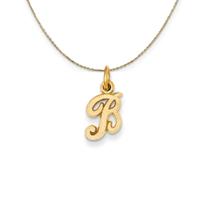 Sadie 14k Yellow Gold Satin Script Initial Necklace Letter B