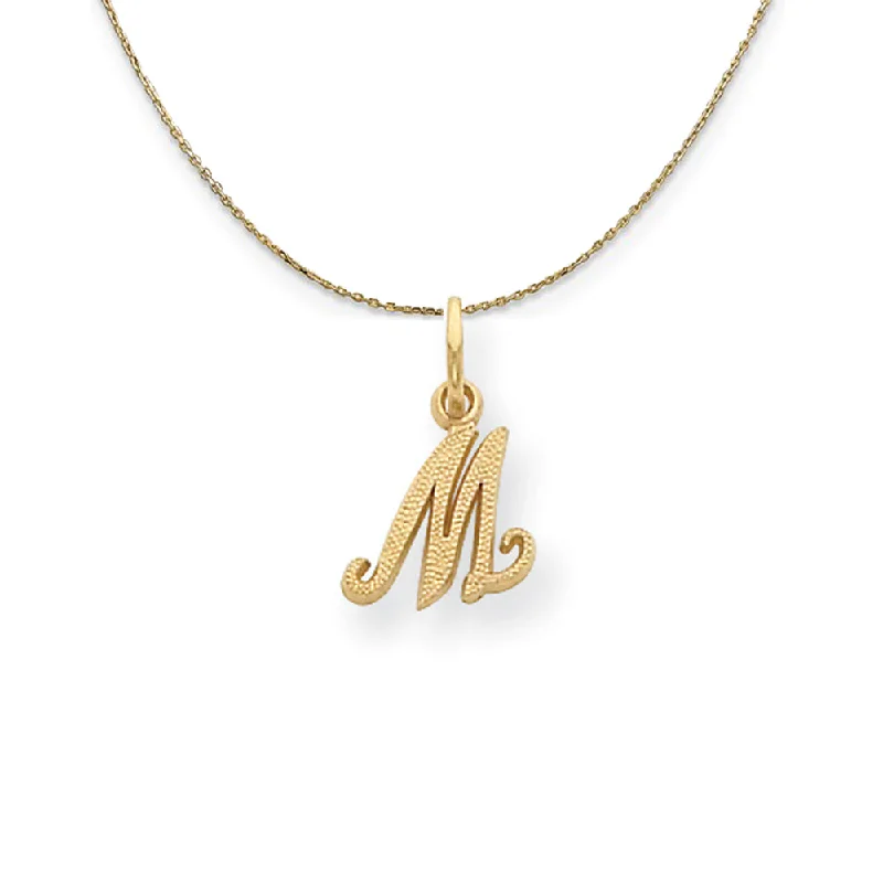 Sadie 14k Yellow Gold Satin Script Initial Necklace Letter M