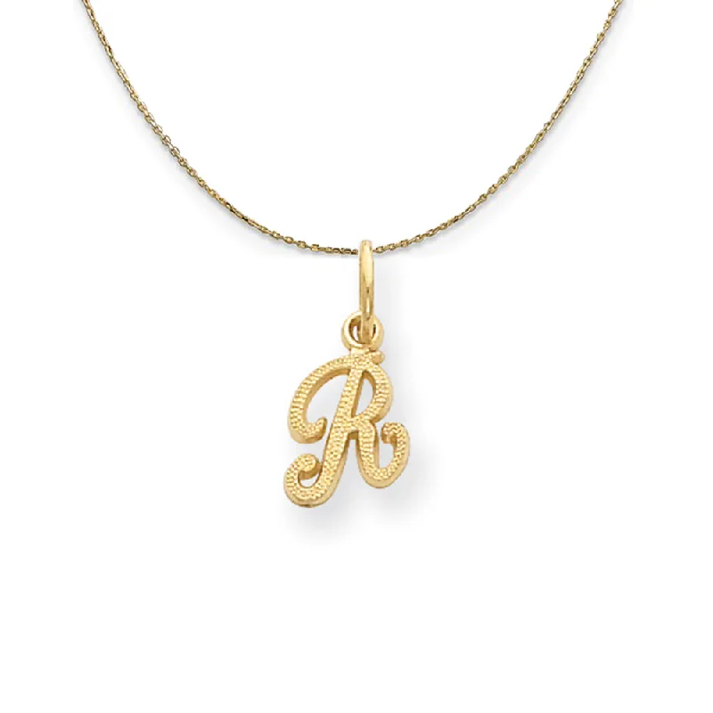 Sadie 14k Yellow Gold Satin Script Initial Necklace Letter R