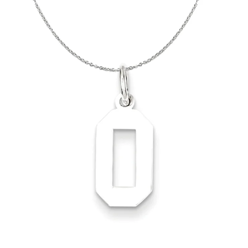 Sterling Silver, Athletic Collection Medium Polished Number 0 Necklace