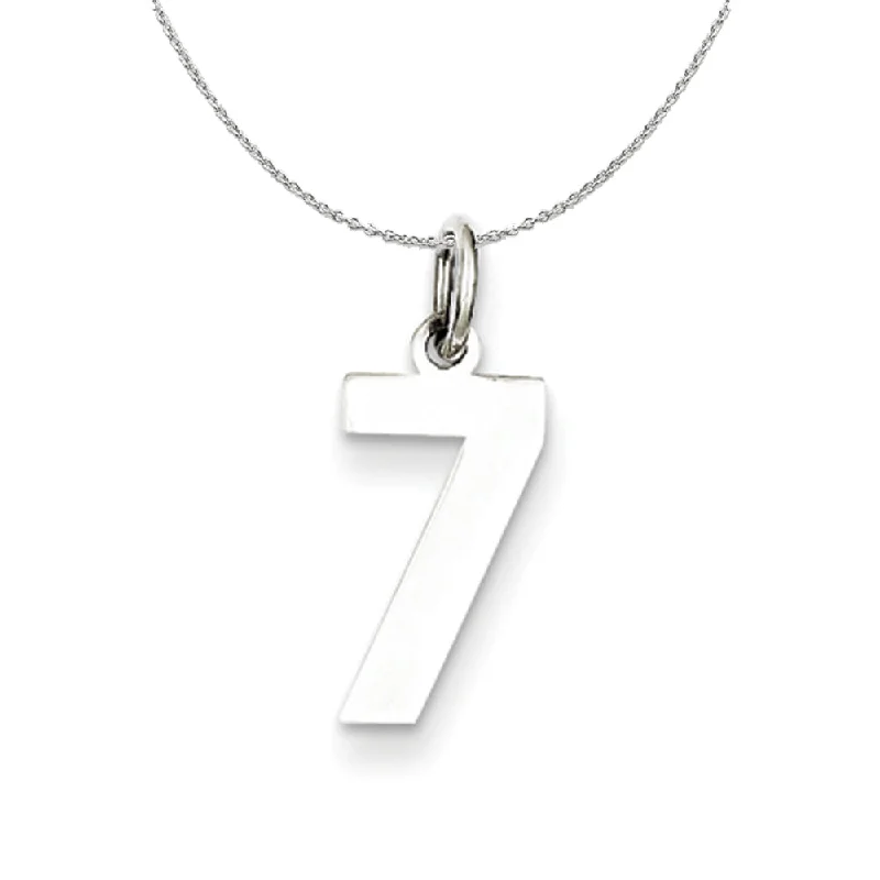 Sterling Silver, Athletic Collection Medium Polished Number 7 Necklace