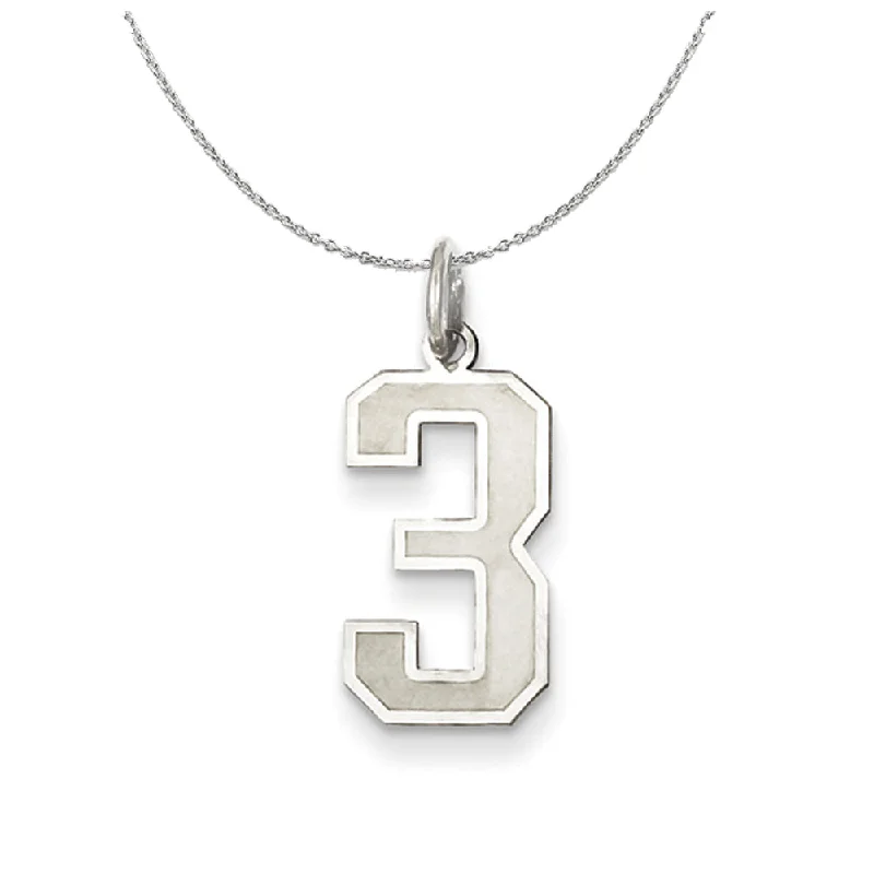 Sterling Silver, Jersey Collection, Medium Number 3 Necklace