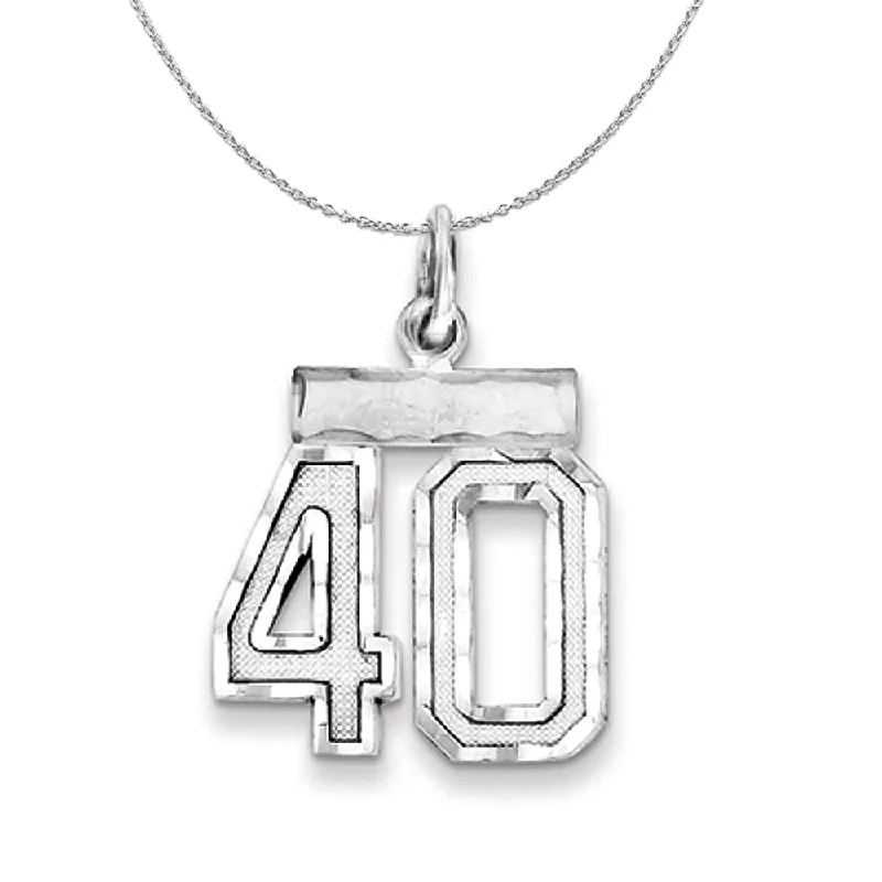 Sterling Silver, Varsity Collection, Small D/C Number 40 Necklace