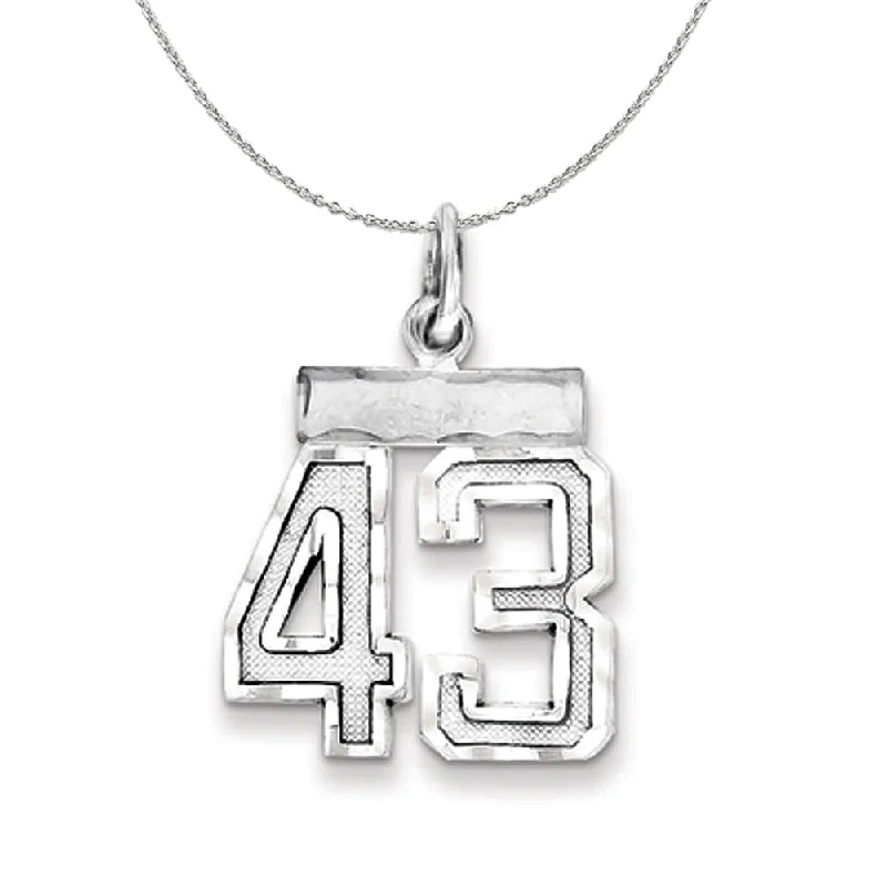 Sterling Silver, Varsity Collection, Small D/C Number 43 Necklace