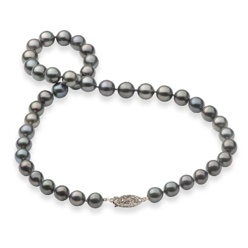 18-19" Tahitian Black Pearl Strand with White Gold Clasp - 8-11mm