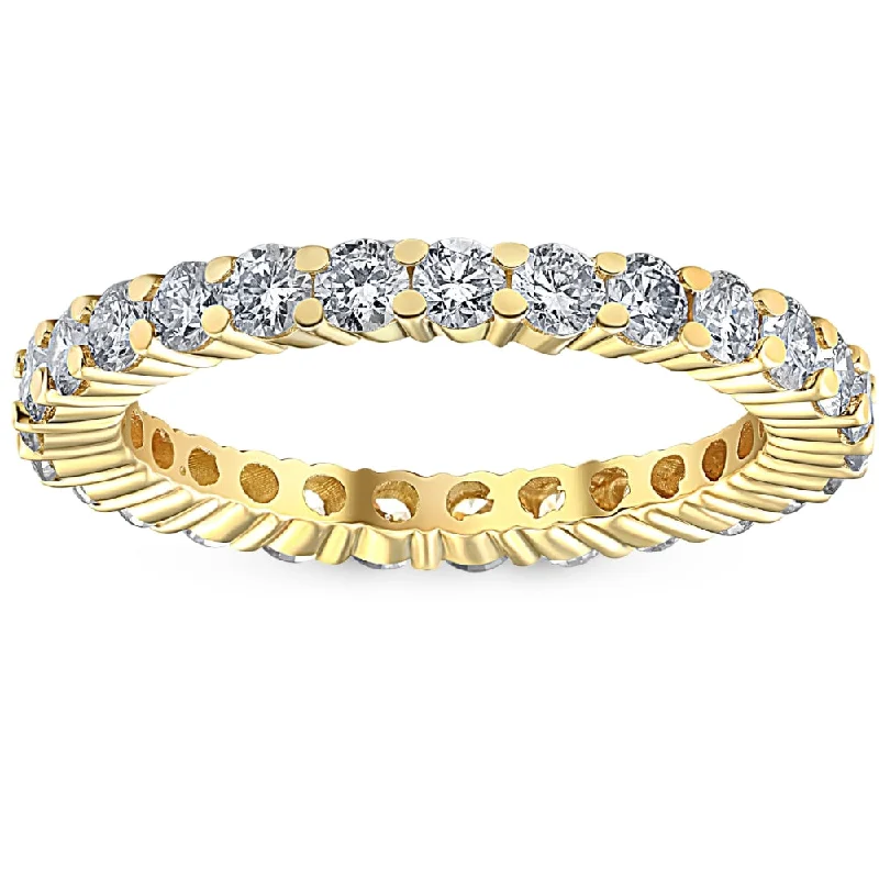 1 1/2 Ct Diamond Eternity Ring 14k Yellow Gold Lab Grown