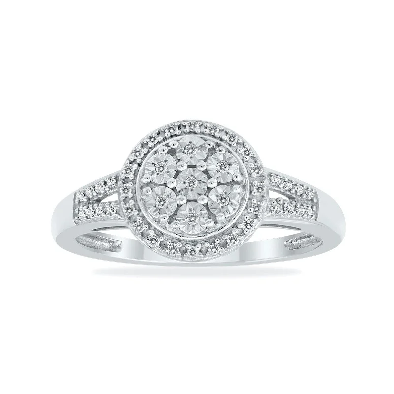 1/10 Carat TW Diamond Halo Ring in .925 Sterling Silver