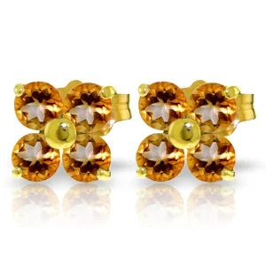 1.15 Carat 14K Solid Yellow Gold Trysts Of Summer Citrine Earrings