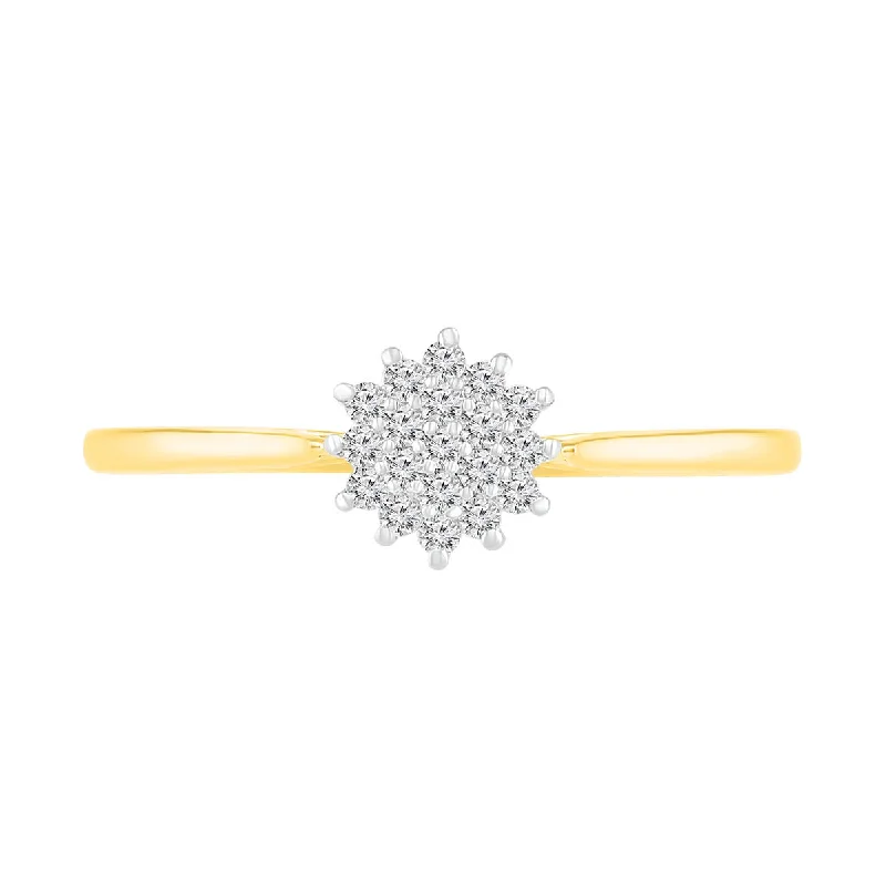 1/8 CTW Diamond Cluster Ring in 10KT Yellow Gold