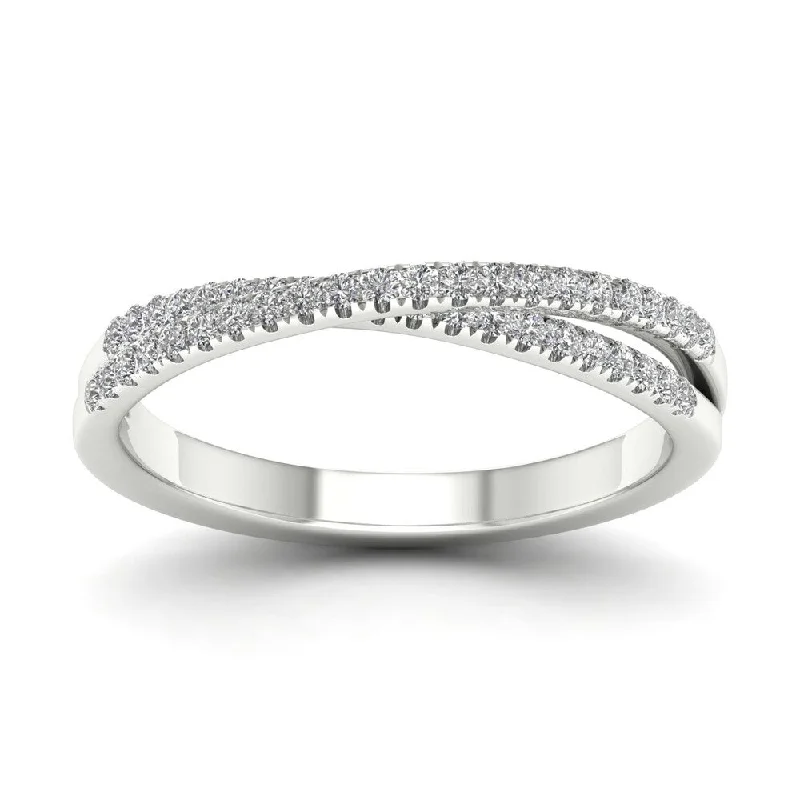 10k White Gold 1/4ct TDW Diamond Double Row Band by De Couer - White H-I