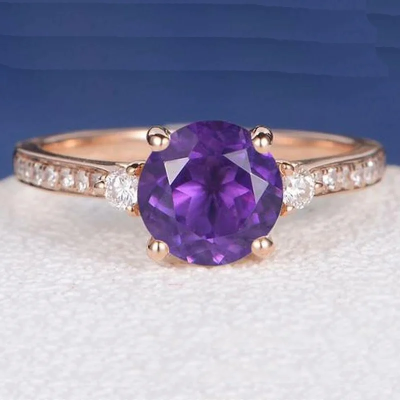 14 k Rose Gold Amethyst Engagement Ring For Her